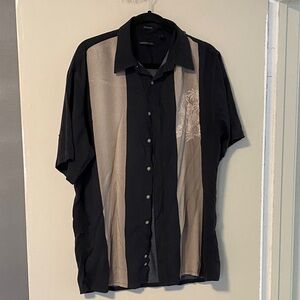 Van Heusen Black and Gray Casual Button Down Shirt L